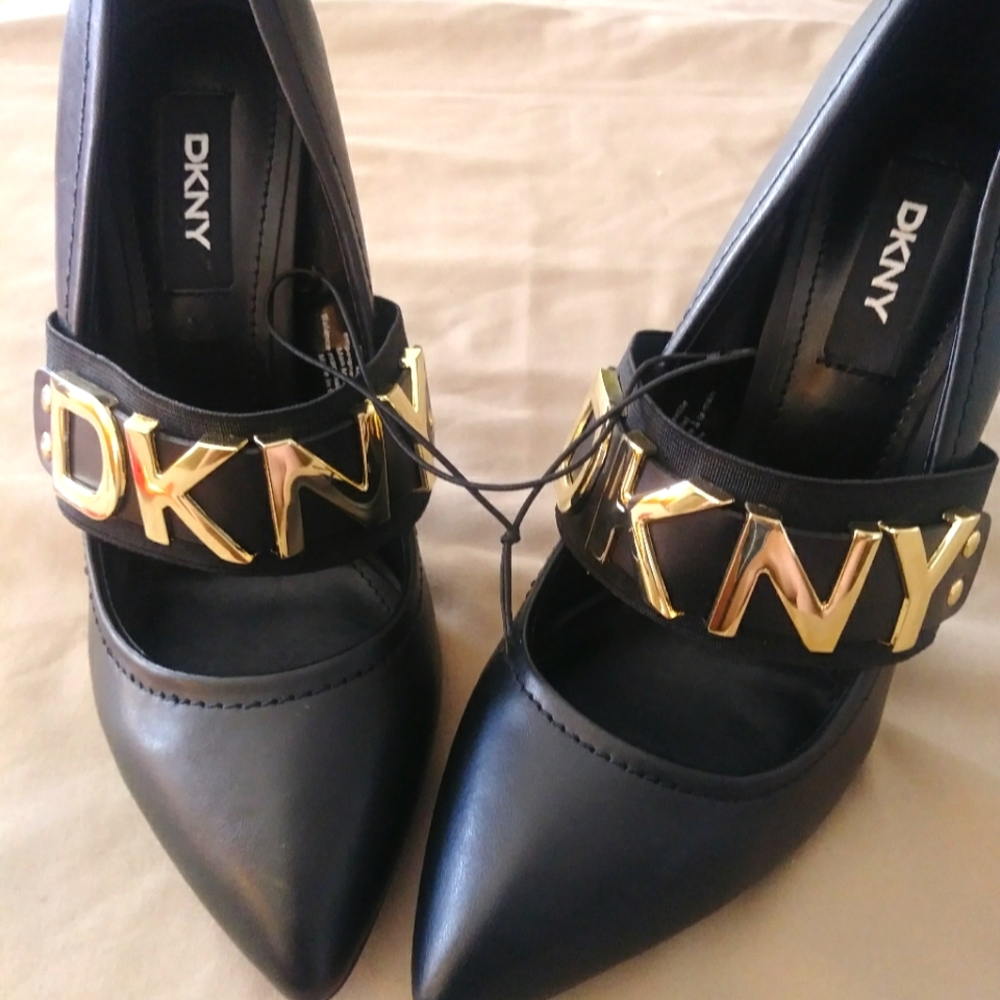 DKNY Heels with Gold Accents